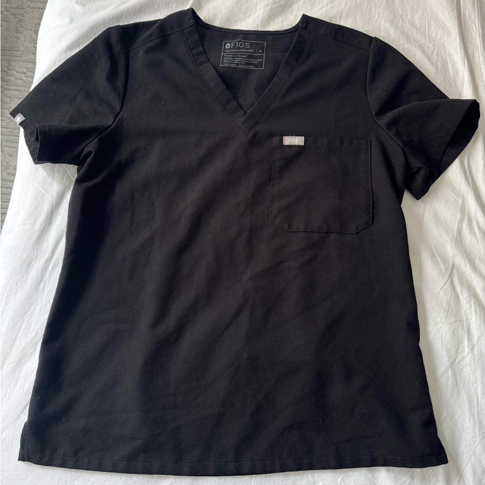 FIGS Women's Black V-Neck Scrub Top